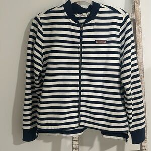 VINEYARD VINES Striped Shep Shirt Bomber Jacket size small white and navy